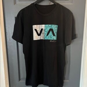 RVCA Black and Teal Graphic Tee